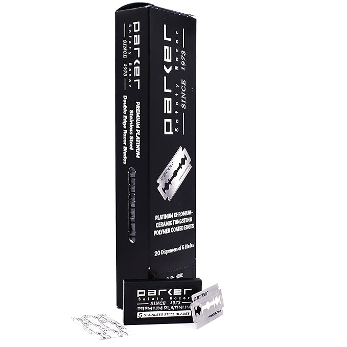 The Parker Variant OPEN COMB ADJUSTABLE Double Edge Safety Razor and 105 Blade Bundle (GRAPHITE)