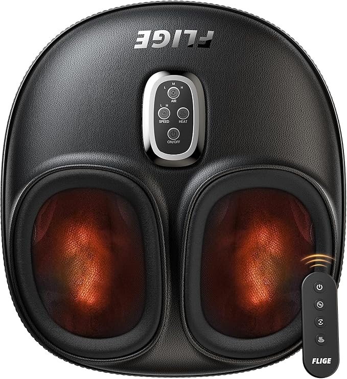 Shiatsu Foot Massager with Heat FSA-HSA Eligible Deep Kneading &amp Compression Feet Massager for Plantar Fasciitis Neuropathy Pain Relief Targets Heel Arch &amp Toes - Fits Up to Men Size 13