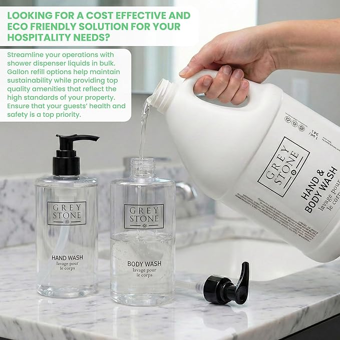 Grey Stone Body Wash | 2 Gallons | For Hotel &amp Vacation Rentals to Refill Shower Dispensers (256 fl oz)