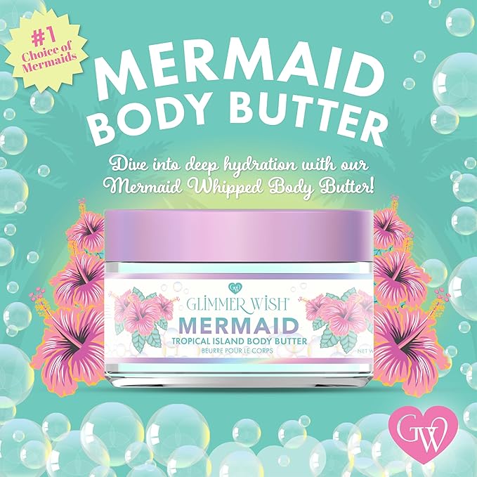 Glimmer Wish Mermaid Body Care Bundle – Shimmering Body Wash &amp Whipped Body Butter | Ocean Breeze Scent | Vegan Cruelty-Free Sulfate-Free Dermatologist Tested