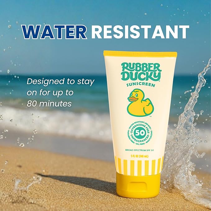 Rubber Ducky | Vitamin E Sunscreen with SPF 50 Water-Resistant Sunscreen for Face and Body | Broad Spectrum Lotion Oil-Free Moisturizing Alternative for Moisturizing Sunblock (2pcs. 5oz)