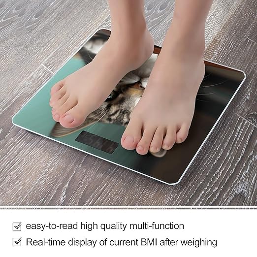 A Curious Cat Smart Scale for Body Weight Accurate Bathroom Scale with LED Display Digital Weight Scales Weighing Machine High Precision Scales for Bath Home