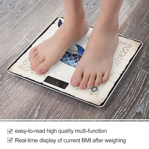 Dolphin Gothic Art Scale for Body Weight Sturdy Tempered Glass Weighing Scales with LCD Display Accurate Digital Bathroom Scale Convenient Body Fat Smart Scales Easy Read