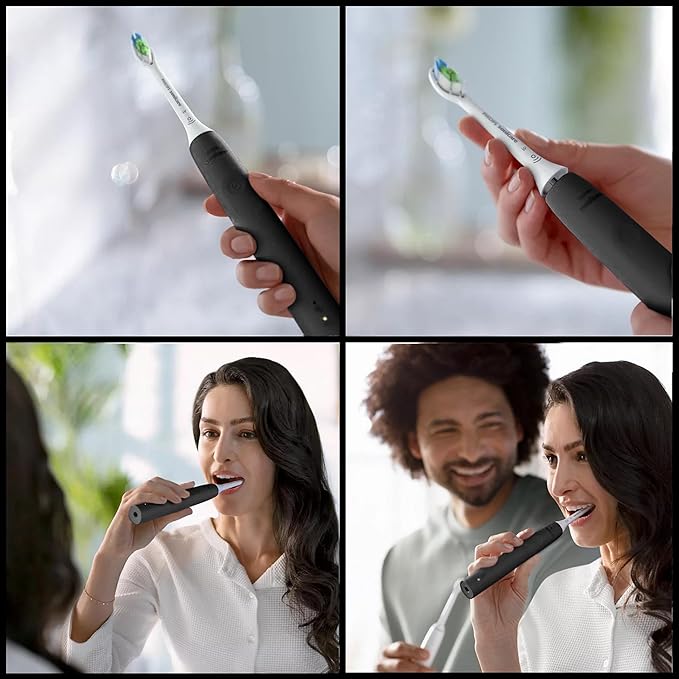 Philips Sonicare Electric Toothbrush with DiamondClean Brush Head 2-Pack Bundle Rechargeable Electric Tooth Brush with Pressure Sensor Sonic Electronic Toothbrush Travel Case Black