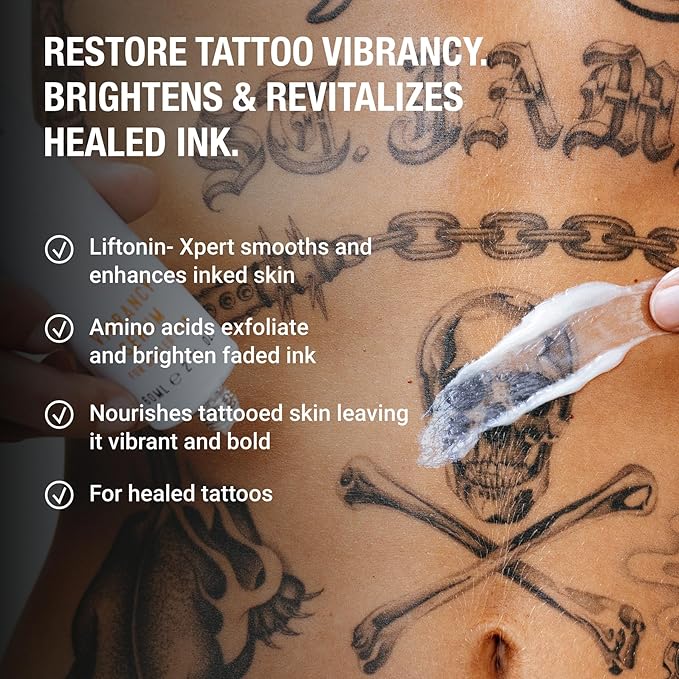 Stories &amp Ink Tattoo Care | VIBRANCY SERUM for Healed Tattoos | Brightening Treatment to Enhance Ink Color &amp Restore Faded Tattoo Pigment Lightweight Hydrating Aftercare 60 mL / 2 Fl Oz