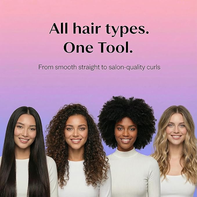 Cortex Beauty 360° Airflow Styler Curling Iron | 2-in-1 Hair Straightener and Curler with Cool Air Flow Vents | Professional Flat Iron with Ionic Wand to Lock in Curls for Long &amp Short Hair White