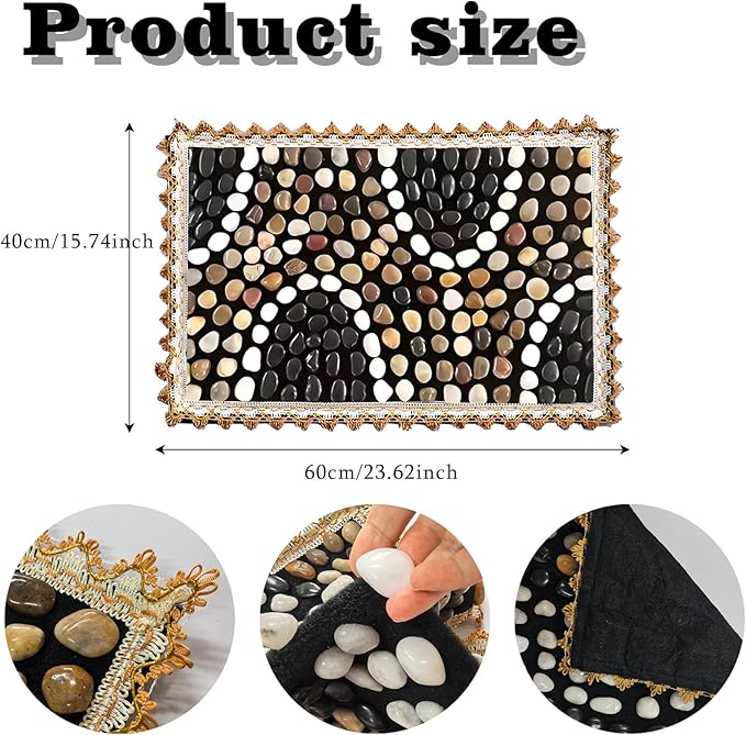 LIYAOLI Foot Pebbles Massager Mat - Acupressure Reflexology Pad with Natural Cobblestones for Pain Relief Improved Circulation &amp Relaxation for Tired Feet (23.6 x 15.7)