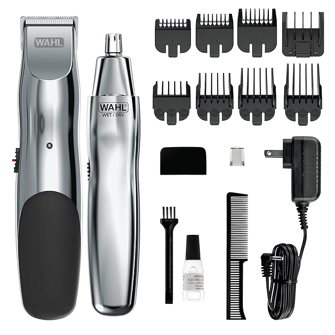 Wahl Groomsman Rechargeable Beard Trimmer kit for MustachesNose Hairand Light Detailing and Grooming with Bonus Wet/Dry Battery Nose Trimmer – Model 5622v(Pack of 10)