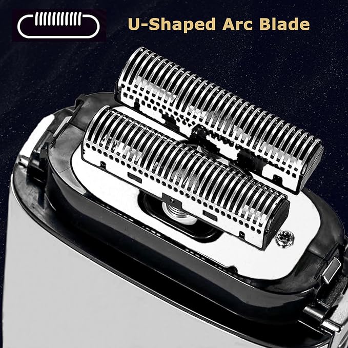 KEMEI KM-TX1 Men's Metal Double Electric Razor Cordless Type-C Rechargeable for Wet/Dry Close Shaving (Silvery)