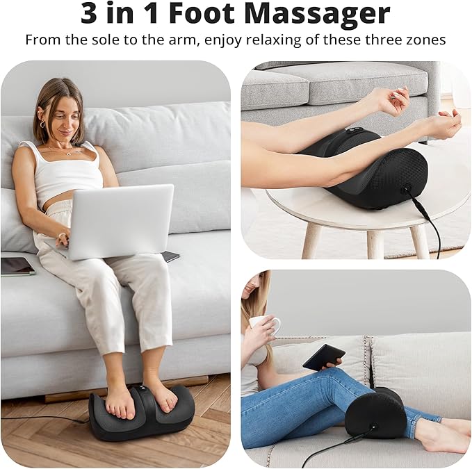 Medcursor Foot Massager with Heat - Foot and Calf Massager with Massage Roller Deep Massage for Plantar Fasciitis Pain Relief Neuropathy Relax for Home or Office Use (Not Cordless)