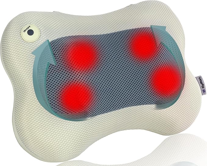 Zyllion Shiatsu Back and Neck Massager with Heat - 3D Electric Kneading Deep Tissue Massage Pillow for Muscle Pain Relief Cream ZMA-13