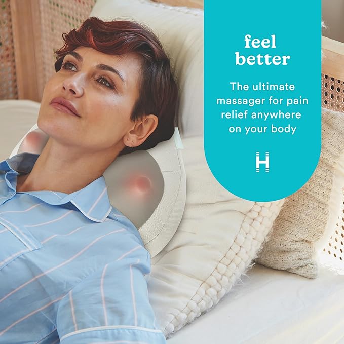 HoMedics Heated Shiatsu Massage Pillow for Neck Back and Shoulder Pain. Portable Cordless Deep Tissue Massager. Create Your Own Massage Chair for Bed Floor or Couch