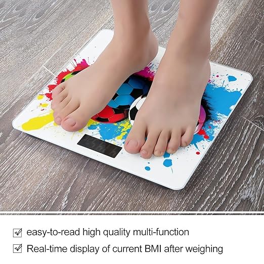 Men's Fashion Automatic Switch Digital Bathroom Weighing Scale Smart Scale Splash Ink Colorful Paint Football Soccer Ball