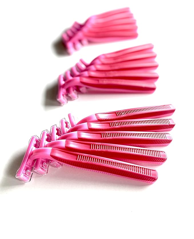 100 Box Combo of Blue and Pink Razor Blades Disposable Stainless Steel Hospitality Quality Shavers High End Twin Blade Razors for Men and Women with Aloe Vera Lubrication Strip