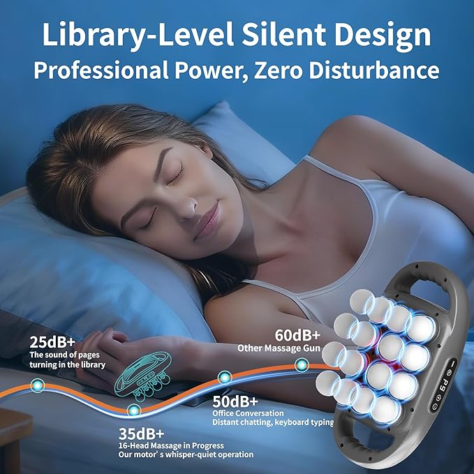 16 Head Massage Gun Deep TissuePercussion Massager for Muscle Relief9 Speeds &amp 9 Intensities Muscle Massage Gun for Shoulders Waist Office Staff