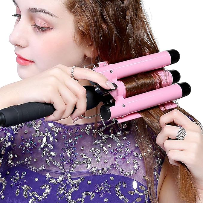 3 Barrel Curling Iron Hair Curling Wands Hair Curler 25mm Curl Hair Styling Irons Hair Crimper Deep Waver for Curler with Temperature Control 1inch Curl for All Hair Type
