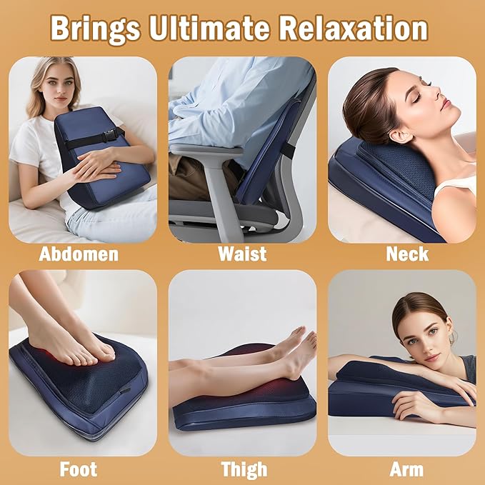 Joyset Back Massager for Back Pain Deep Tissue Shiatsu Lower Back Neck Massager with Heat 3D Kneading Massage Pillow for Neck Shoulder Legs Gifts for Mom Dad Women