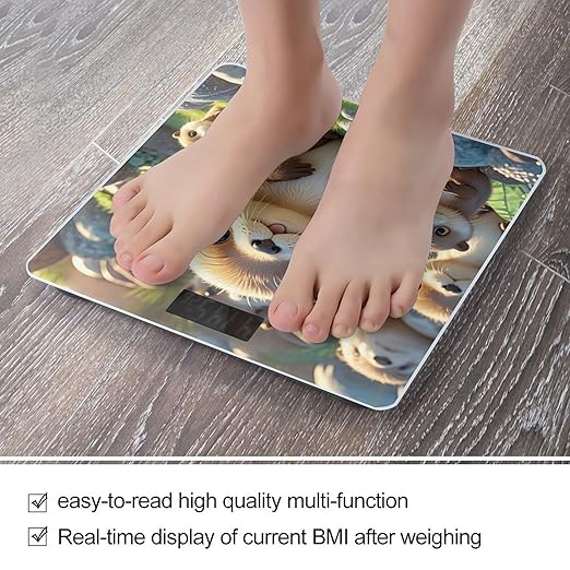 Cartoon Brown Otters Scale for Body Weight Digital Bathroom Scale Toughened Glass High Precision Scales for Body Weight with Large LCD Backlight Display Weight Scales