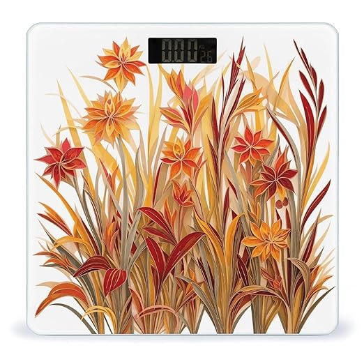 Grass Pattern Scale for Body Weight Precision Bathroom Weighing Scales with Back Lit LCD Display Sturdy Tempered Glass Body Weight Scales Digital Bathroom Scale 400lb