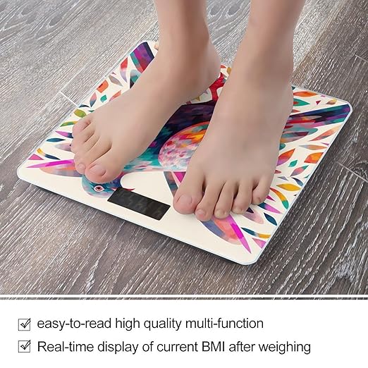 Colorful Pigeon Scale for Body Weight Sturdy Tempered Glass Weighing Scales with LCD Display Accurate Digital Bathroom Scale Convenient Body Fat Smart Scales Easy Read