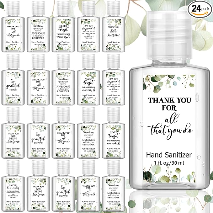 Frienda 24 Pack Thank You Mini Hand Sanitizer Bulk Travel Size 1oz Employee Appreciation Gift Scented Hand Sanitizer Bulk Small Group Gifts for Team Coworker Staff Office Teacher Nurse