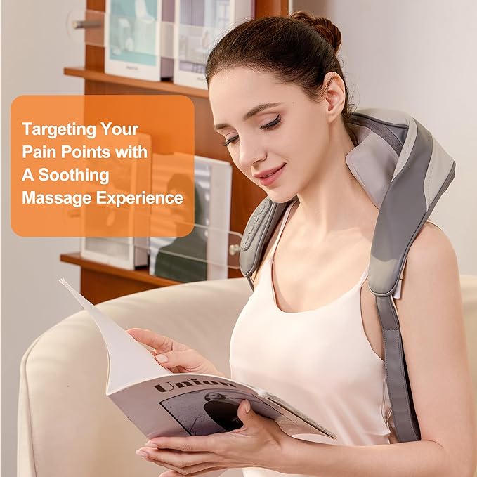Neck Massager for Pain Relief Deep Tissue Shiatsu Neck and Back Massager With Heat Electric Massage Pillow for Shoulder Leg Body Muscle Pain Relief Gifts For Women Men Mom Dad (Grey【with bag】)