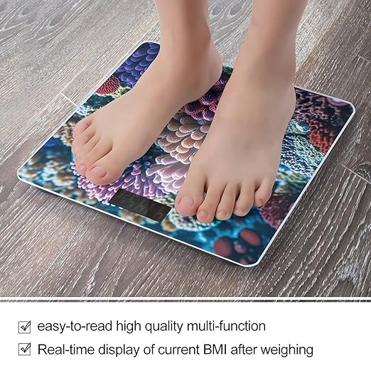 Underwater World Coral Scale for Body Weight Highly Accurate Digital Bathroom Body Scale Digital Bathroom Scales for People Anti-Slip Large LCD Display Smart Scales