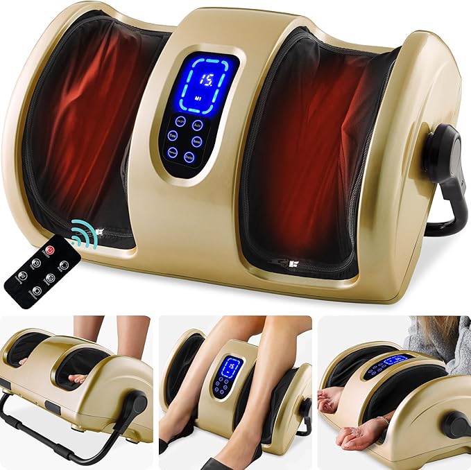 Best Choice Products Heated Shiatsu Foot Massager for Pain Relief Plantar Fasciitis Neuropathy Blood Circulation w/Compact Design - Gold