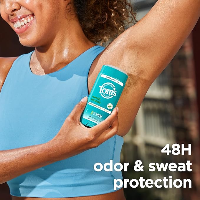 Tom’s of Maine North Woods Antiperspirant Deodorant for Men and Women48 HR Odor &amp Sweat ProtectionPatchouli and Lavender Scent3.25 oz(Pack of 4)