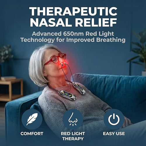 2-in-1 Red Light Therapy Device for Nose &amp Ears Canal Silicone Cover and Nasal Silicone Sleeve 2 in 1 Neck Hanging Earbuds Portable Wirless Light-Weight