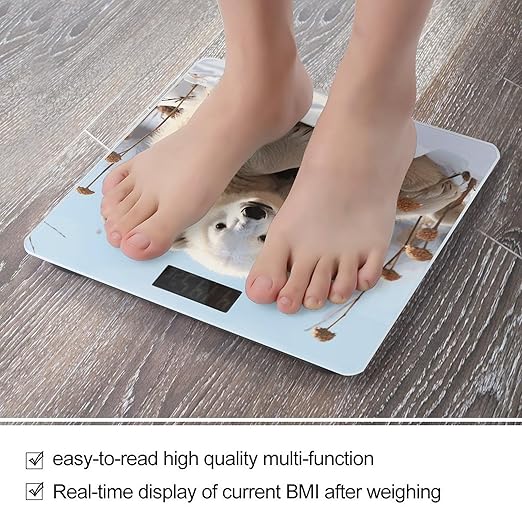 Digital Bathroom Scale for Body Weight Scale with Bright LCD Display High Accuracy Step-On Technology Auto On/Off Cute Polar Bear Animals Digital Scales 400 Lbs /180kg