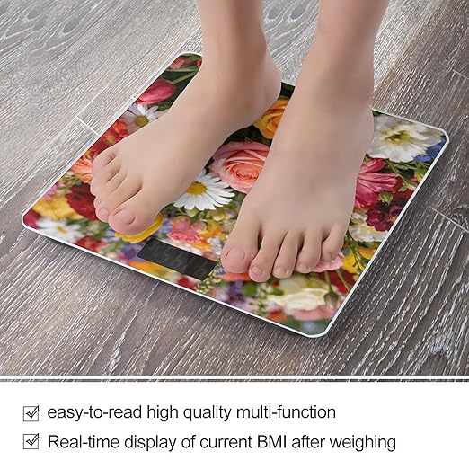 Colorful Fields Weight ScaleClear LED Display Bathroom Digital Weighing ScaleTempered Glass Digital Bathroom Scale for Body Weight Capacity Up to 400 Lbs