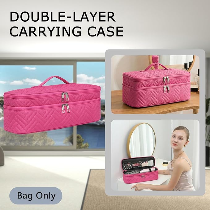 Double-Layer Carrying Case Apply to One-Step Hair Dryer Travel Bag for Hair Volumizer/StylerWater Resistant Storage Organizer BoxCompatible with FlexStyle Attachment (Bag Only)