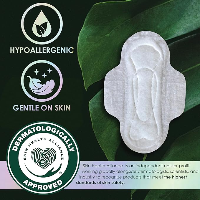 L. Ultra Thin Pads for Women Overnight Absorbency Organic Cotton Top Layer Unscented Pads with Wings 96 Count (4 Packs of 24)