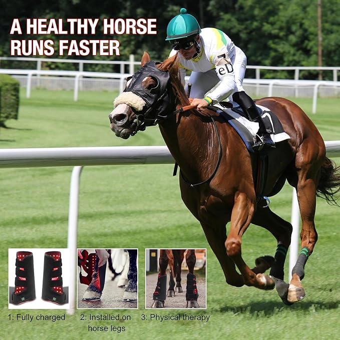 2026 Horse Red Light Therapy BootTherapy for Horse Leg Stifle Pain 850nm＆660nm Infrared Light Therapy for Equine Muscle RecoverySmart Timer 20 MinutesAdjustable Brightness 4 Modes(Left+Right)