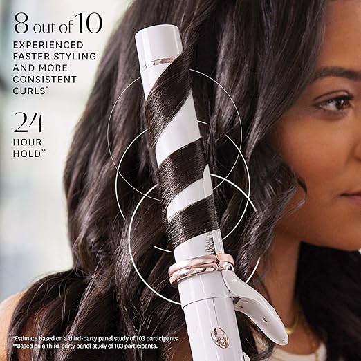 T3 CurlWrap Automatic Rotating Curling Iron with Longer Barrel 2 Timer Settings 9 Heat Settings Auto-Rotating Ceramic Barrel and Ion Generator for Fast Easy Curls and Waves on All Hair Types