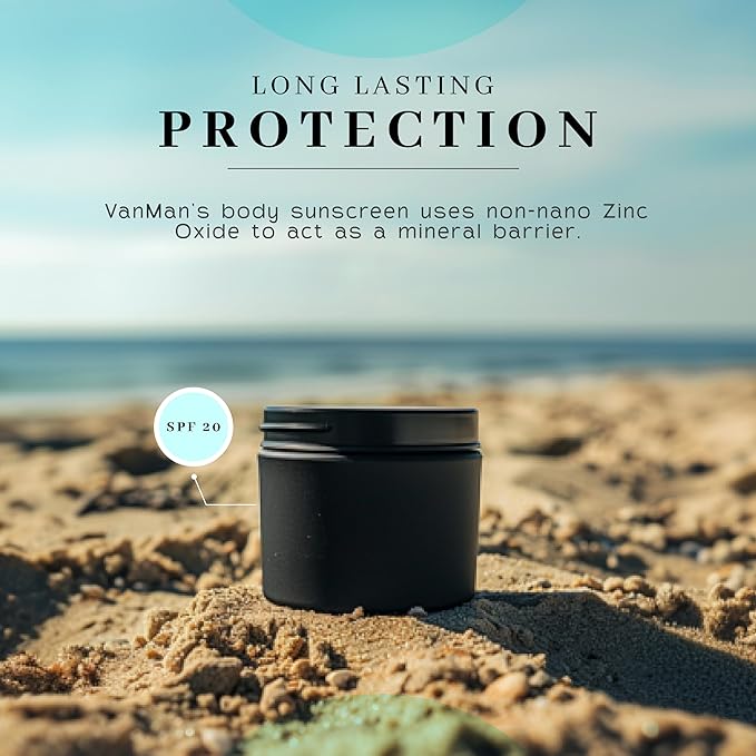 Vanman's Tiny Zinc and Tallow Sunscreen - Water Resistant 20 SPF With Grass-Fed/Finished Beef Tallow Olive Oil Beeswax - Mineral Non-Nano Sunscreen - 0.25 oz