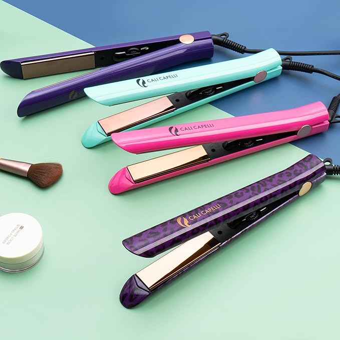 Flat Iron for Hair Styling – 1 Inch Infrared Hair Straightener with Rose Gold Titanium Floating Plates – Ionic Technology Smooths and Straightens Hair Without Pulling Heat Damage or Frizz (Purple)