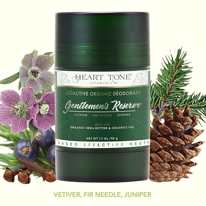 Natural Deodorant | Bioactive | Aluminum &amp Baking Soda Free | 24HR Protection | Men &amp Women | Gentlemen's Reserve Scent - Vetiver Fir Needle &amp Juniper