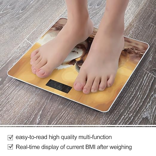Digital Bathroom Scale for Body Weight Scale with Bright LCD Display High Accuracy Step-On Technology Auto On/Off Cute Guinea Pigs Digital Scales 400 Lbs /180kg