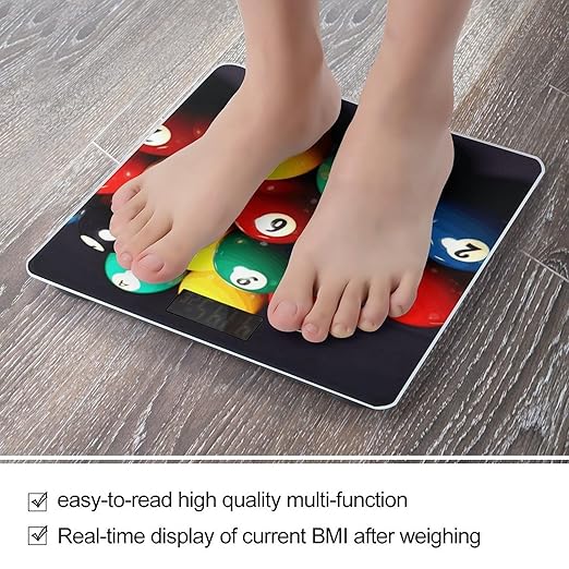 Color Billiards Weight Scale Large Bathroom Scales Digital Weight with Bright LED Display Non Slip Automatic Weighing Scale Fashion Weighing Machine for Body