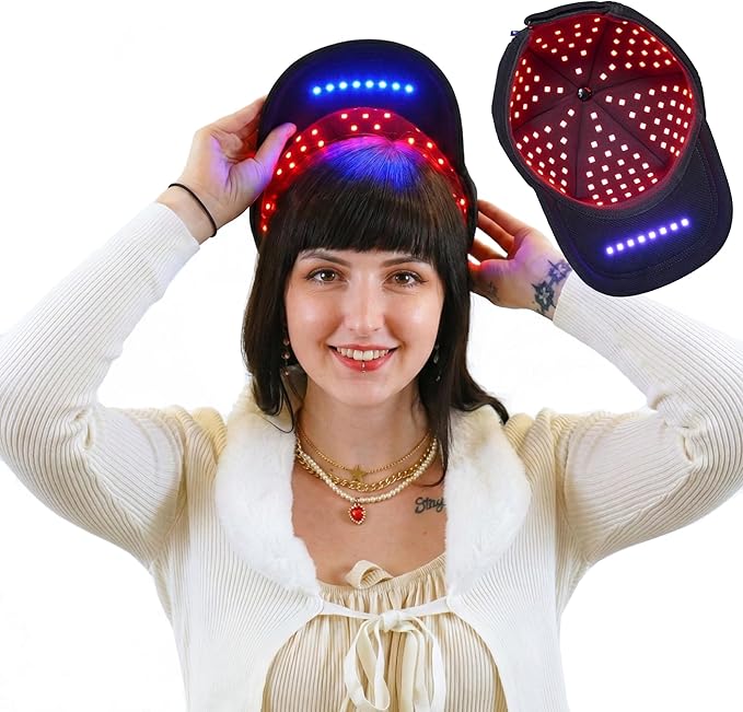 DualGlow Cap: Wireless Red &amp Blue Light Therapy Cap for Scalp Health Energy and Self-Care | Red Light Therapy on the Go for Men &amp Women
