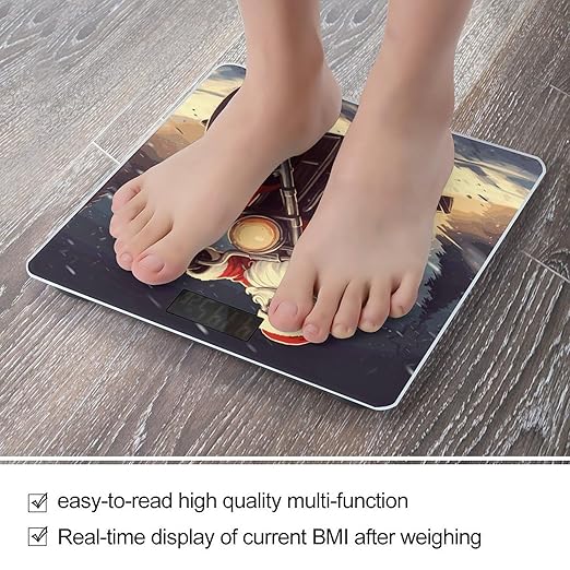 Santa Claus Biker Riding Weight Scale Large Bathroom Scales Digital Weight with Bright LED Display Non Slip Automatic Weighing Scale Fashion Weighing Machine for Body
