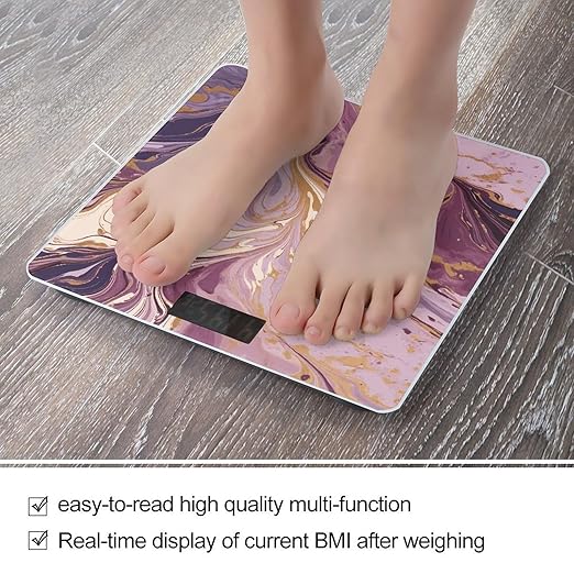 Purple and Gold Marble Scale for Body Weight Digital Bathroom Scale Precision Smart Weighing Scales with Clear LED Display Accurate High Precision Scales Weighing Machine
