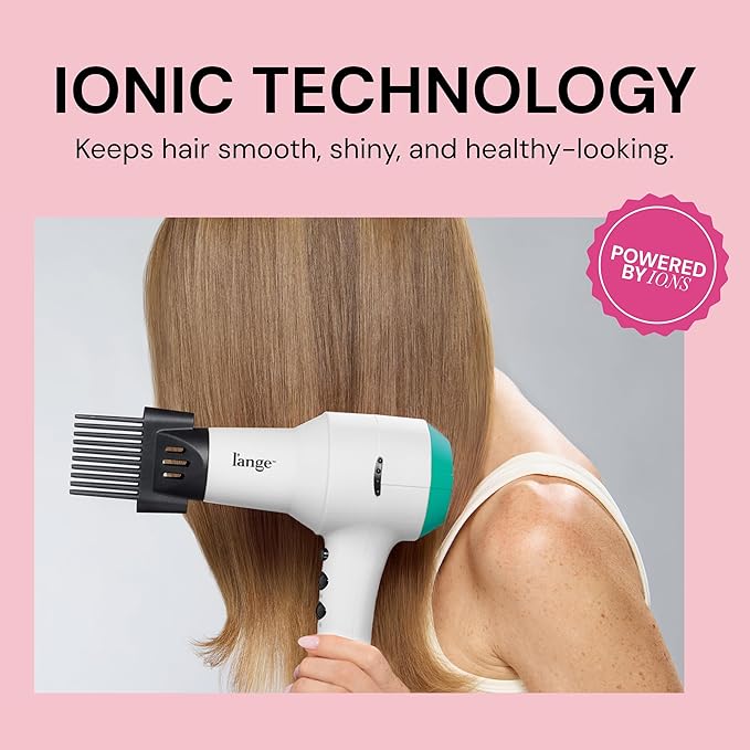 L'ANGE HAIR PowerStyle Turbo Ionic Hair Dryer | 1875 Watt Professional Blow Dryer with Diffuser &amp Concentrator | Multiple Heat &amp Speed Settings for Fast Drying | Salon-Grade Styling Tools Whi