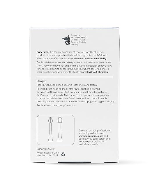 Supersmile Series II LS45 Replacement Brush Heads for Sonic Pulse Toothbrush - Patented 45° Soft Bristles Deliver Professional Teeth Cleaning - No Sensitivity (White 2 Count)