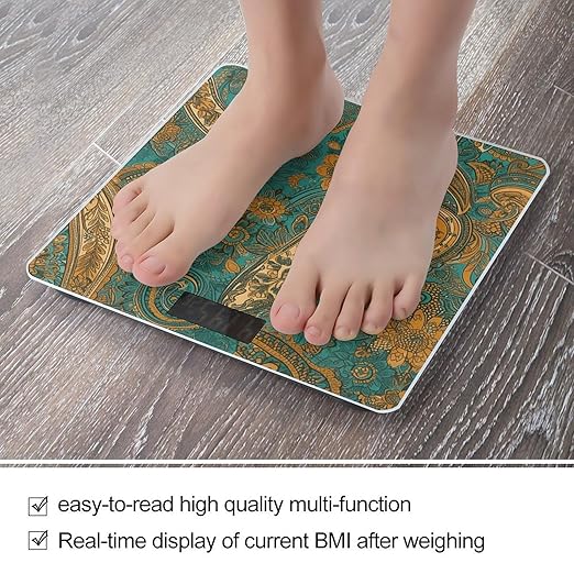 Yellow Paisley Pattern Bathroom Scale Ultra-Bright Liquid Crystal Screen Weight Scale Accurate Bathroom Body Scales for Body Weight Bathroom Pet Home Bedroom Gift-Giving
