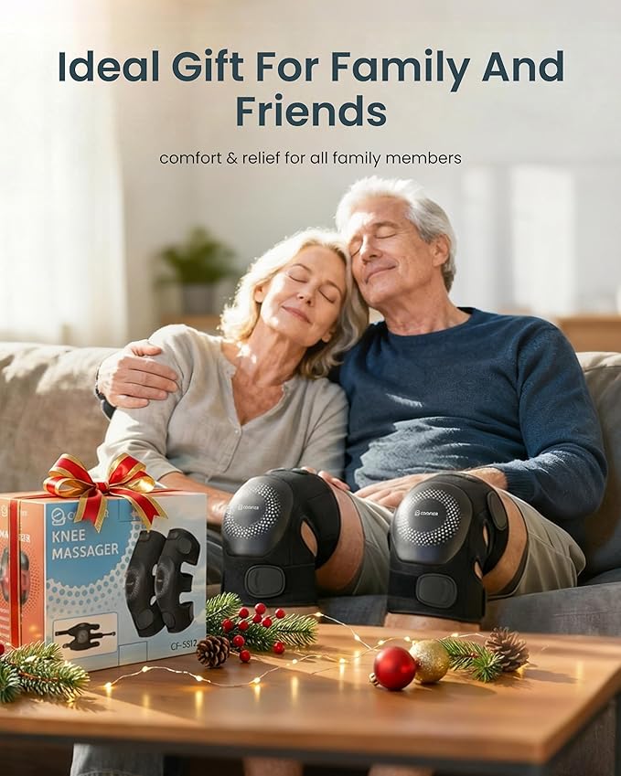 COMFIER Cordless Knee Massager with Graphene Heating 3 Vibration Motors Rechargeable Heated Knee Brace with 5 Modes &amp 3 Heat Levels Portable Heating Pad for Men Women Seniors Gift for Mom Dad