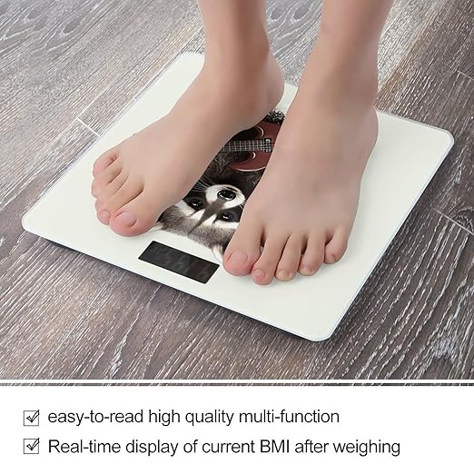Funny Raccoon Bathroom Scale Rounded Smart Scale for Body Weight Automatic Power On/Off Weight Scales Accurate Bathroom Digital Scales for Pet Home Bedroom Kitchen