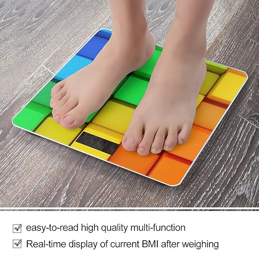 Smart Scale for Body Weight Automatic Switch Digital Bathroom Weighing Scale Rainbow Colorful Blocks